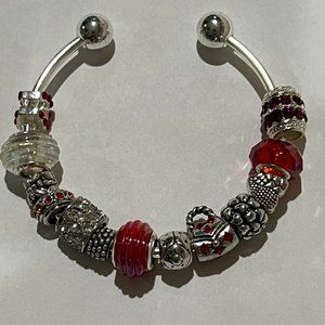 RED BANGLE EUROPEAN CHARM BRACELET